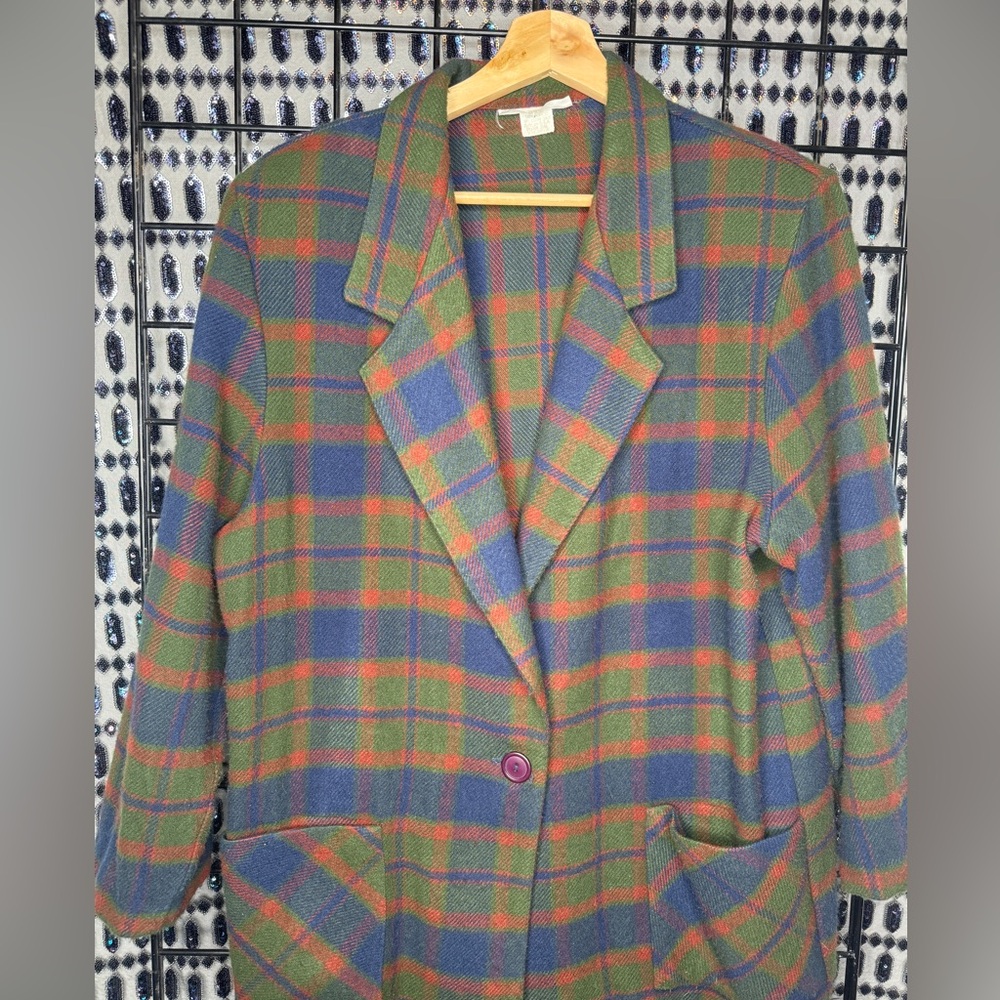 RARE Vintage Susan Neal l Plaid Coat Blazer - Green, Blue, Red